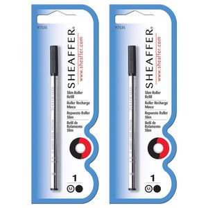 2x Sheaffer Roller Ball Pen Ink Refill Ballpen Cartridge Single Slim Medium BLK