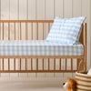 Dreamaker Baby Lola Washed Cotton Yarn Dyed Gingham Fitted Sheet Set Sky Large Cot