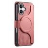 For iPhone 17 (6.3") Detachable Wallet Case Flip Leather Magsafe Magnetic Cover (Pink)
