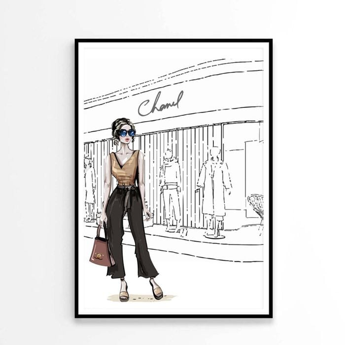 Stylish Girl with Fashion Store Print 100% Australian Made 90x120cm (Poster)
