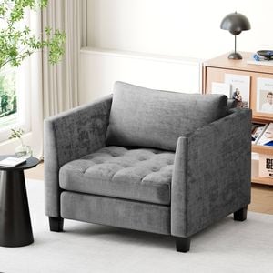 Advwin 1 Seater Sofa Chenille Single Couch Modern Lounge Comfy Armchair Sofa Grey