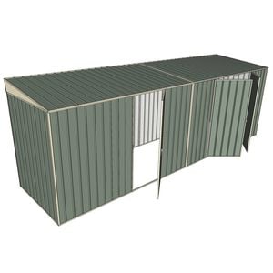 Build-a-Shed 1.5 x 6 x 2m Single and Double Hinged Side Door Skillion Shed - Green