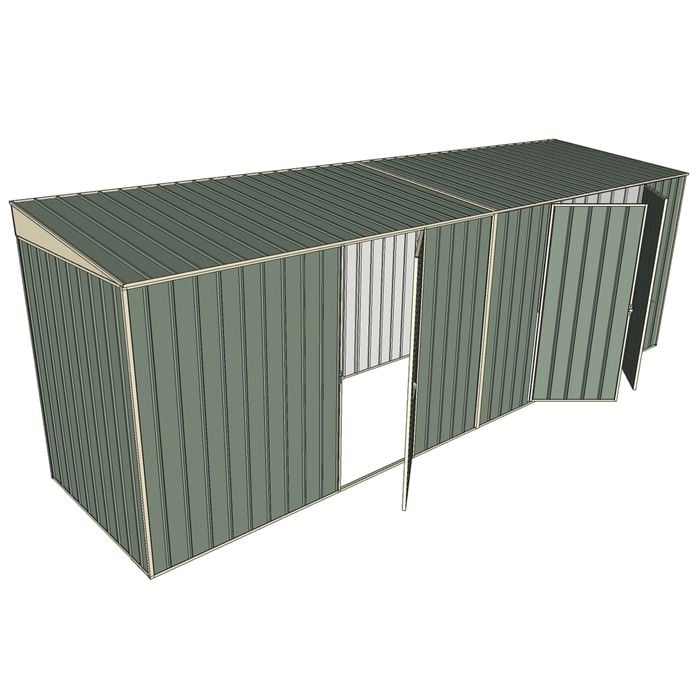 Build-a-Shed 1.5 x 6 x 2m Single and Double Hinged Side Door Skillion Shed - Green