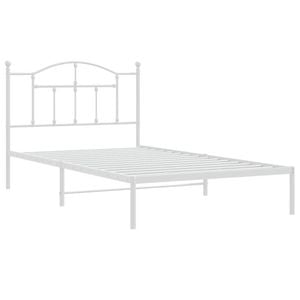 vidaXL Bed Frame with Headboard Bed Base Single Bed King Single Size White Metal