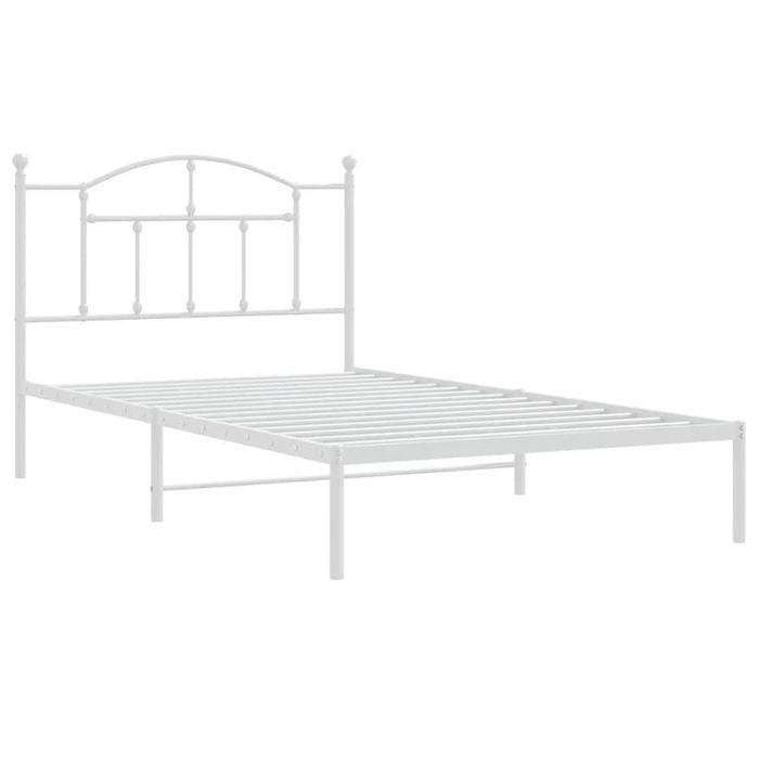 vidaXL Bed Frame with Headboard Bed Base Single Bed King Single Size White Metal