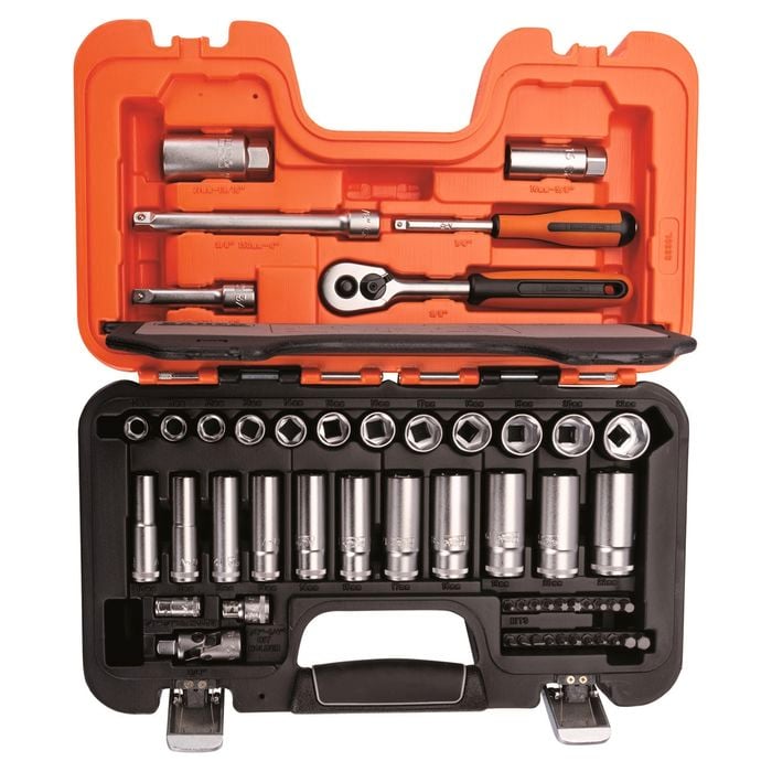 Bahco 1/4" And 3/8" 53 Piece Square Drive Deep Socket Set