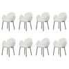 Familand Dining Chairs Set of 8 Padded Seat Kitchen Living Room Chair Sherpa in White