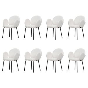 Familand Dining Chairs Set of 8 Padded Seat Kitchen Living Room Chair Sherpa in White