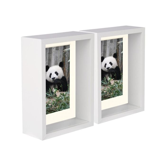 Nicola Spring 5" x 7" White 3D Deep Box Photo Frames - 4" x 6" Mount - Pack of 5