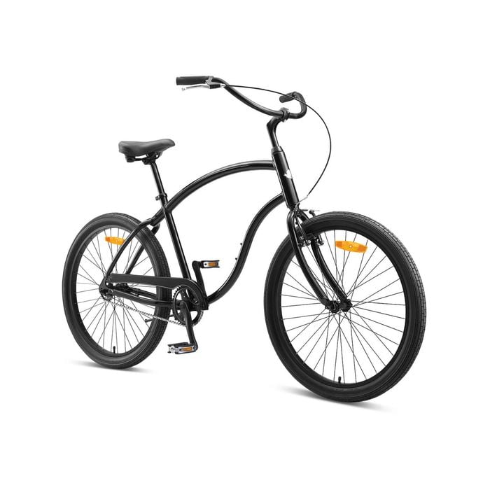 Cruiser Mens Beach Cruiser Bike Single Speed 26*17 - Gloss Black