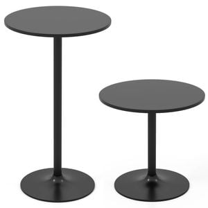 Costway 2pcs Round Bar Table Bistro Stand High Coffee Table Black