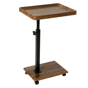 Levede C Table Sofa Table Adjustable Rolling Swivel Tray Living Room Walnut