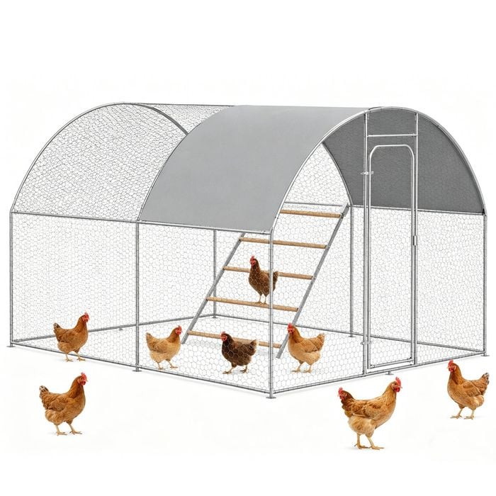 Advwin Large Metal Chicken Coop + Chicken Roosting Perch