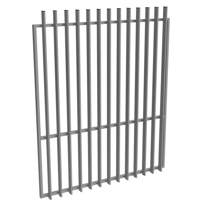 ProtectorAl 1201 - 1500 x 1800mm Palladium Silver Aluminium Radiator Garden Gate With Mid Rail