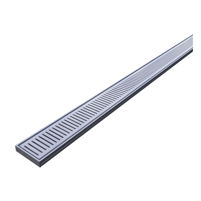 DTA Hayman Grate Drain 2m x 21mm x 100mm Brushed Silver
