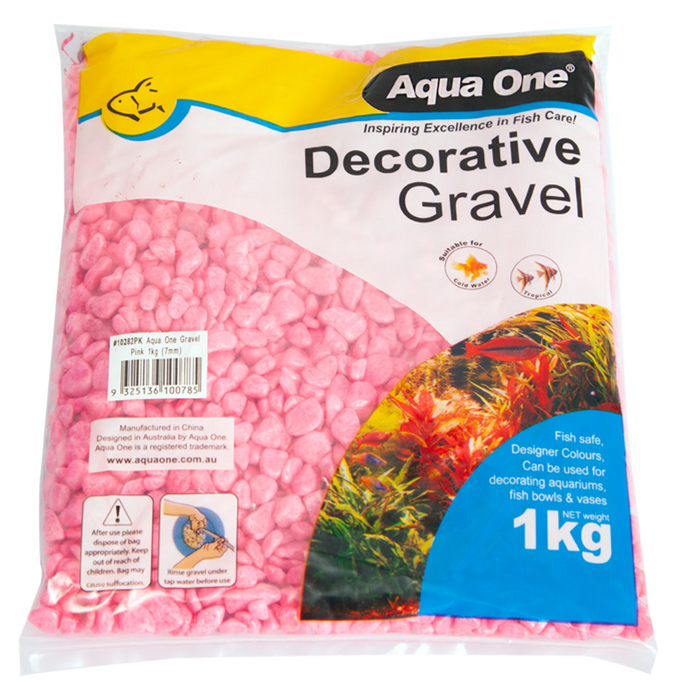 Aqua One Decorative Gravel Pink 7mm 1kg (10282pk)