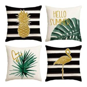 Catzon 4 Pcs Decorative Throw Pillow Covers with HD Printing for Home Decor