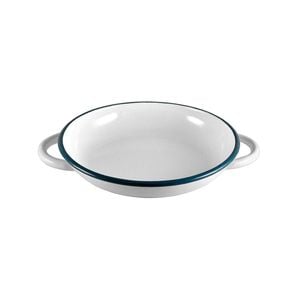 Urban Style Enamelware 24cm Ragout Plate w/ Blue Rim - White