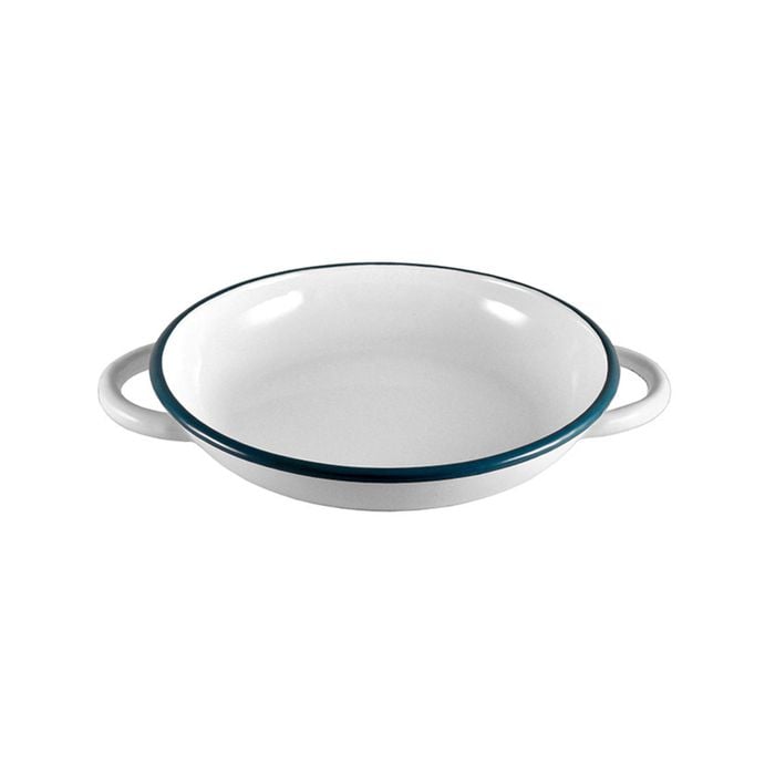 Urban Style Enamelware 24cm Ragout Plate w/ Blue Rim - White