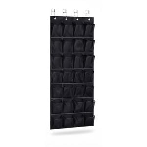 Large 28-Pocket Over-the-Door Shoe Organizer for Closet - Black
