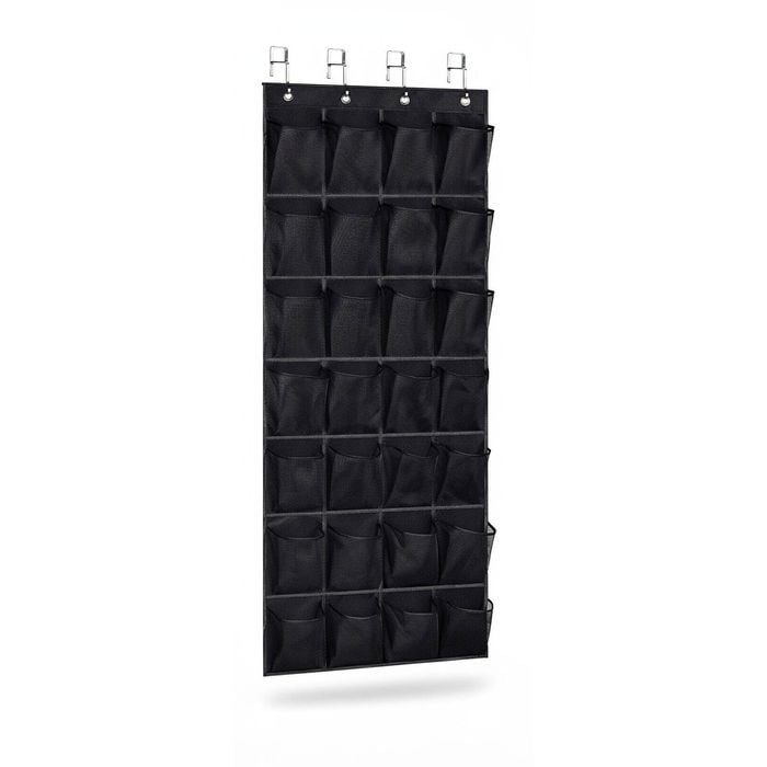 Large 28-Pocket Over-the-Door Shoe Organizer for Closet - Black
