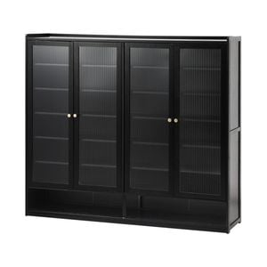Oikiture Shoe Cabinet 4 Doors Shelf Black Shoes Storage Rack Organiser