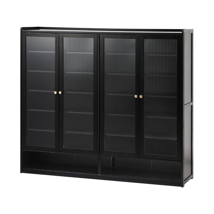 Oikiture Shoe Cabinet 4 Doors Shelf Black Shoes Storage Rack Organiser