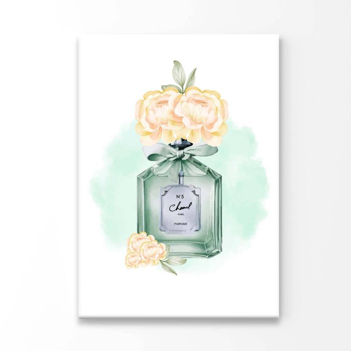 Green Elegant Perfume Print 100% Australian Made 90x120cm (Stretched Canvas)