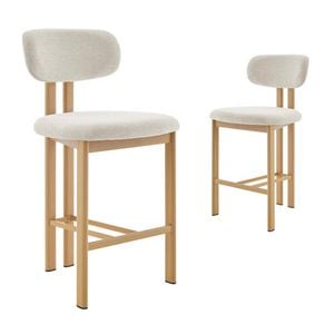 Hilda Dining Stools Pair (Set of Two) Cream and Oak