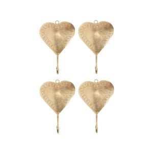Willow & Silk Gold Heart Wall Hooks Set Of 4
