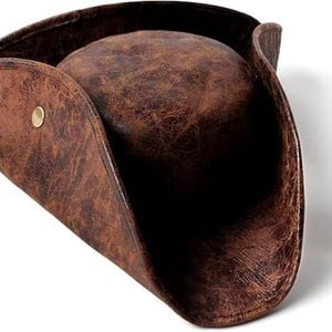 Durashape Brown Pirate Tricorn Hat TriCorner Faux Leather Captain Cowboy Costume