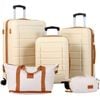 Costway 5piece Luggage Set 3 Hardside Suitcase Duffel Toiletry Bag Beige