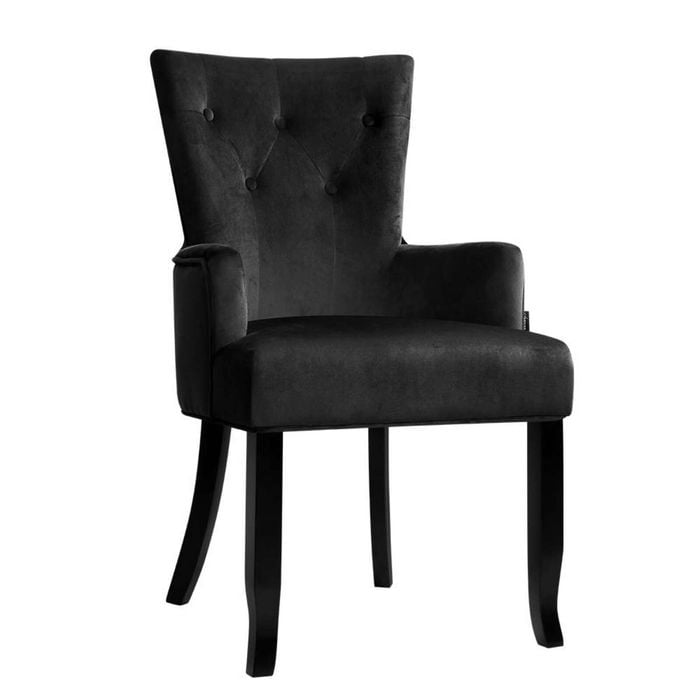 Artiss Black Velvet French Provincial Dining Chair