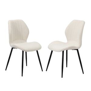 Oikiture Set of 2 Dining Chairs Upholstered Boucle White