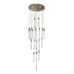 Eli & Co. Lighting Aroha 30-Head Crystal Spiral Staircase Chandelier – 3CCT LED Foyer Light
