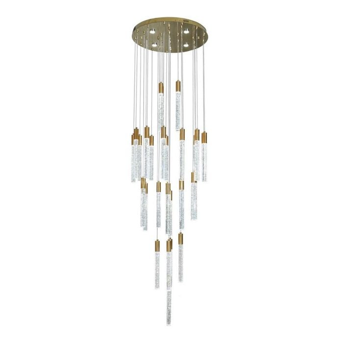 Eli & Co. Lighting Aroha 30-Head Crystal Spiral Staircase Chandelier – 3CCT LED Foyer Light