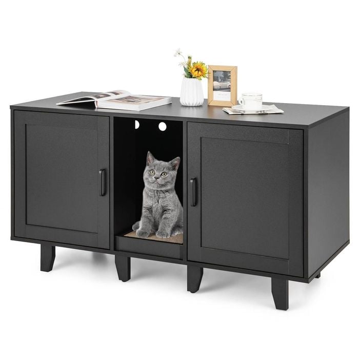 Costway Cat Litter Box Storage Cabinet Sideboard Cat Hidden