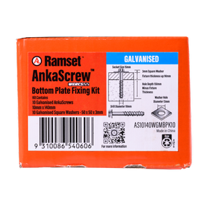 Ramset AnkaScrew Bottom Plate Fixing Kit 10mm x 140mm - 10 Pack