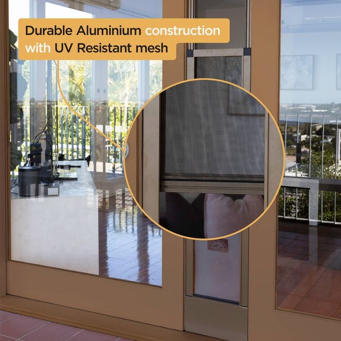 Hakuna Pets Medium Bronze Mesh Patio Pet Door Bunnings Australia