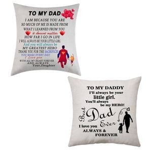 Catzon 2 Pcs Linen Throw Pillow Covers for Dear Dad Birthday Gifts for Father-Set 9