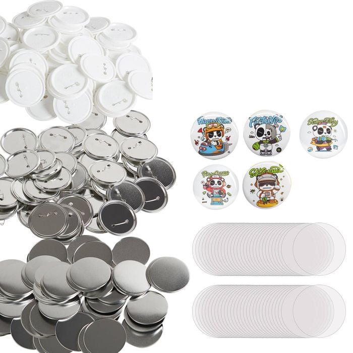 VEVOR 75mm Pin Back Button Parts 200 Sets DIY with Metal Top For Gifts Presents