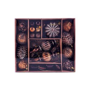 Catzon 53 Pcs Vintage Christmas Ornaments Brown Copper Assorted Hanging Balls for Xmas Decor