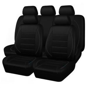 Catzon Leather Car Seat Covers Full Set Airbag Compatible Universal-black