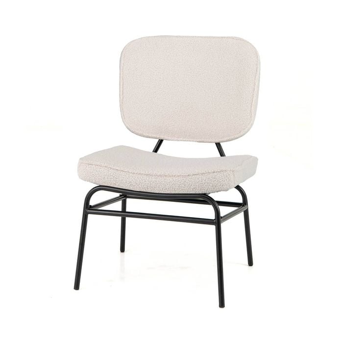Costway Upholstered Chair Metal Structure Chair Reading Lounge Chair White
