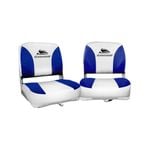 Seamanship 2X Folding Boat Seats Seat Marine Seating Set All Weather Swivel Blue