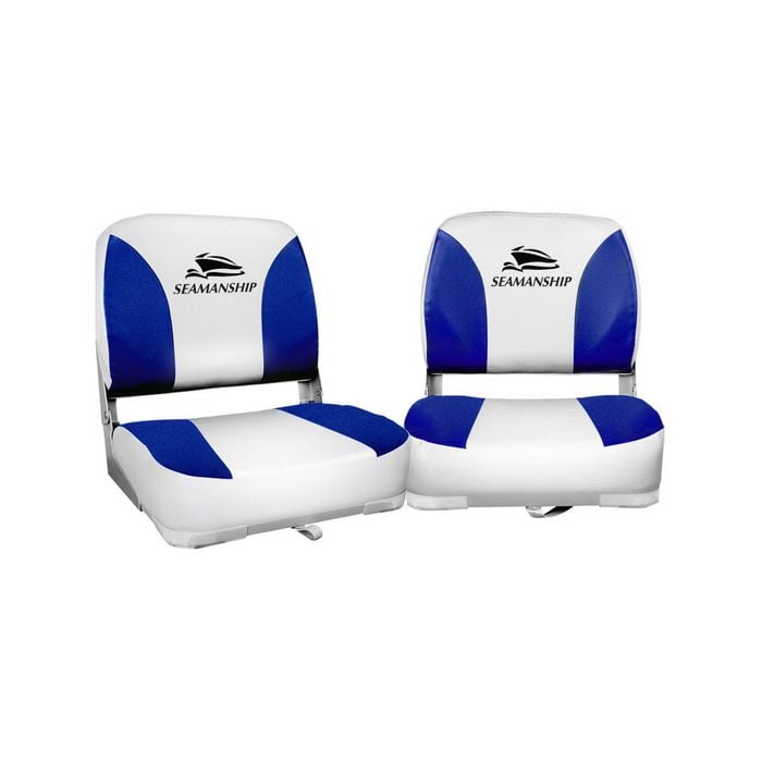 Seamanship 2X Folding Boat Seats Seat Marine Seating Set All Weather Swivel Blue
