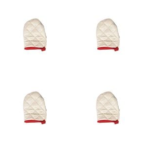 4x TopChef Mini Cotton Oven Mitt Heat Proof 1216x11.5cm - Beige Assorted
