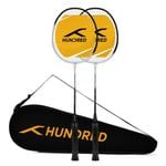 HUNDRED Powertek 100 (Set of 2) Badminton Racquet with Full Cover (White/Black, Size: Standard, Grip Size: G5)