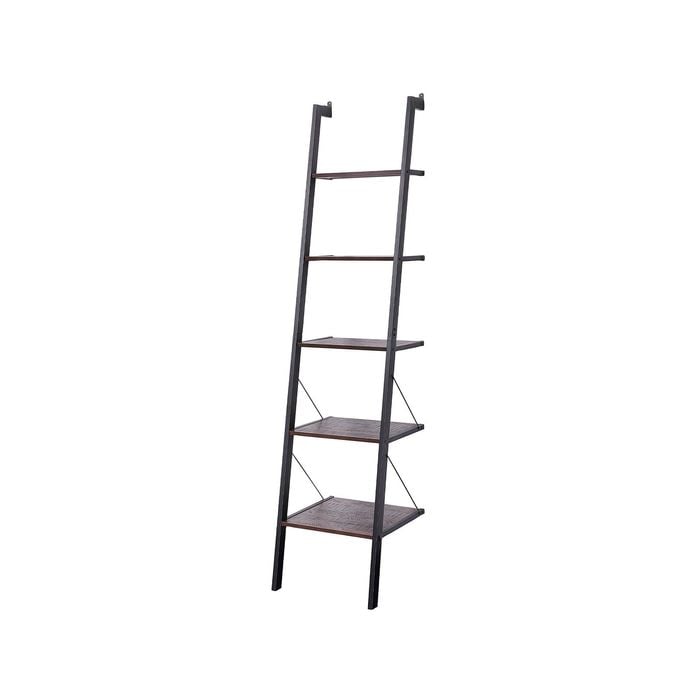 Sarantino Amelia 5-Tier Ladder Shelf - Walnut