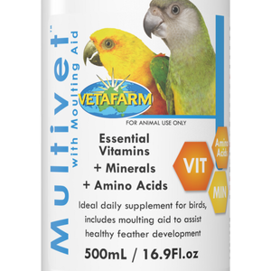 Vetafarm Multivet with Moulting Aid Daily Supplement for Birds 500ml